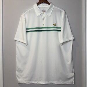 Masters Tech Mens Large Performance Golf White Polo‎ Short Sleeve Shirt Stretch
